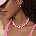 HolidayQbee Beaded Necklace for Women Chunky Beaded Choker Necklace Boho Oval Pink Big Bead Statement Necklaces Fashion Trendy Summer Beach Jewelry Gifts