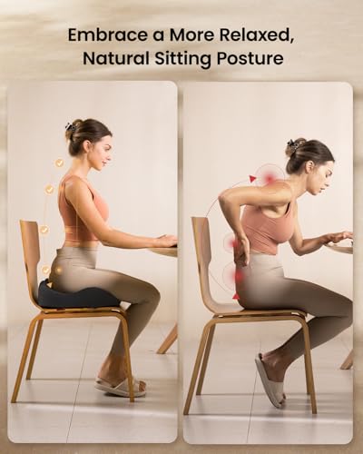 ProtoArc Office Desk Chair Cushion, Ergonomic Coccyx Cushions, Memory Foam Seat Cushion for Car, Home, Pressure Distribution Cushion for Tailbone Hip Support, All Day Comfort - Black - Image 7