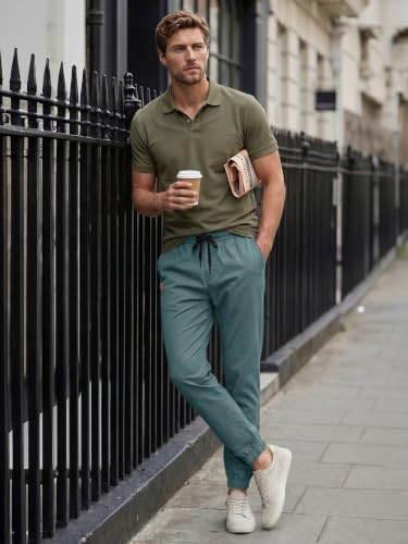 Image of JMIERR Mens Cotton Stretch Joggers Casual Twill Athletic Track Pants