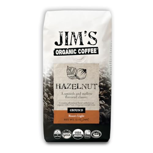 Jims Organic Coffee Coffee Hazelnut Ground 12 Oz