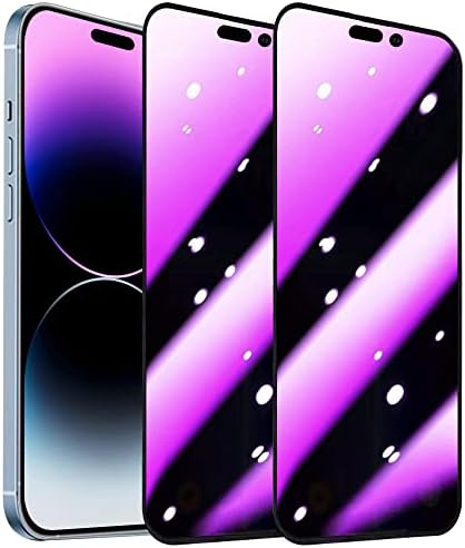Westillux Compatible with iPhone 14 Pro Max mirror Screen Protector Privacy Tempered Glass Anti Bluelight colorful Film Anti-Scratch eye protection Anti-Spy Bubble free HD clear 6.7 inch 2 pack (Purple)
