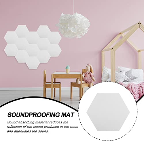 HANABASS 12Pcs Hexagon Soundproofing Pads White Acoustic Wall Décor Self-Adhesive Sound Insulation Mat for Home Soundproofing and Background Wall Decoration miniatura 6