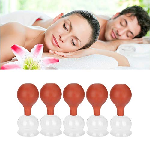 Lunata 5x Juego de Ventosas con Bola de Succión, Ø 50mm, Ventosa-Terapia anticelulitica, Masaje de ventosas profesional contra la celulitis y la tensión, ¡No apto para cara!