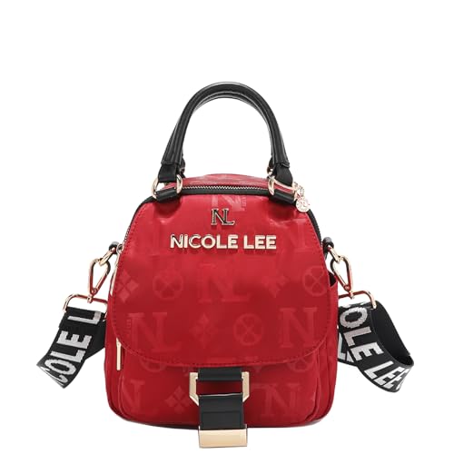 Nicole Lee Multi-Wear Dome Shoulder Bag, Polyester with Vegan Leather, Dual Compartments