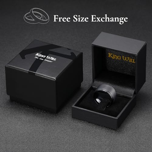 Image of King Will Classic Tungsten Wedding Band for Men, 6 /7 /8 /9 /10mm Widths, Polished Finish Step Edge Matte Rings Comfort Fit