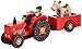 small foot 10316 Tracteur avec remorque « Ferme » en bois, avec poupées pliables fermier et vache, pneus en caoutchouc, à partir de 3 ans