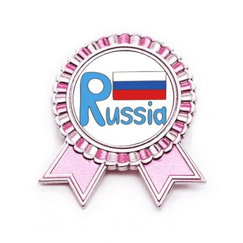 Broche drapeau de la Russie en métal rose taille M motif bleu