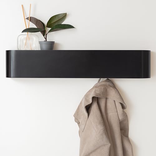 Kazai. Perchero Pared Madera 'Toke' | Diseño Moderno con Ganchos Ocultos | Panel de Chapa de Madera Maciza | Negro