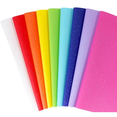 SUNCOLOR Glitter Rainbow Tissue Paper for Gift Bags 36 Sheets 9 Assorted Colors 20 x 20 Inch Sparkly Wrapping Paper for Gifts Party Decor DIY Crafts