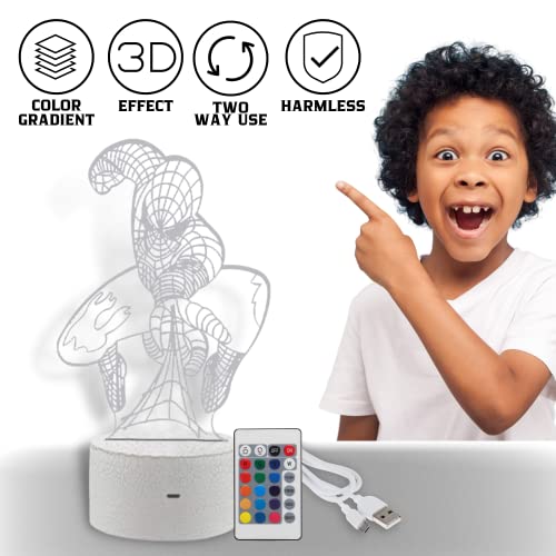 Yarrd Spiderman Lamp Spiderman Night Light 3D Illusion Led Lamp Night Light For Kids Spiderman Gifts #TOP6