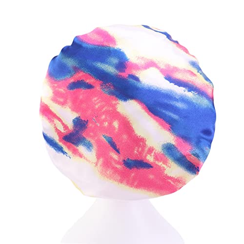 Adjustable Drawstring Tie Dye Double Layer Reversible Silk Satin Mommy And Me Bonnet Sets For Adult Women Kids Toddler Infant Girl Boy Night Sleep Hat Natural Curly Hair #TOP3