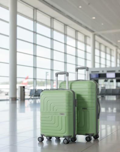Image of Pro 8 Wheels Set of 2 (Cabin + Medium) Trolley Bags, Hard Case Polypropylene, 360º Wheeling Luggage for Men & Women, Suitcase for Travel, Trolley Bags for Travel (Lime)