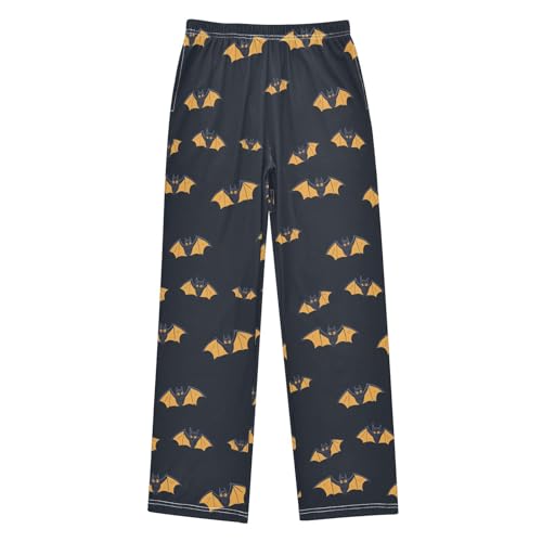 Boys' Pants Black Yellow Doodle Bats Long Bottoms Jogger Pants Elastic Waist Trousers with Pockets S-XL