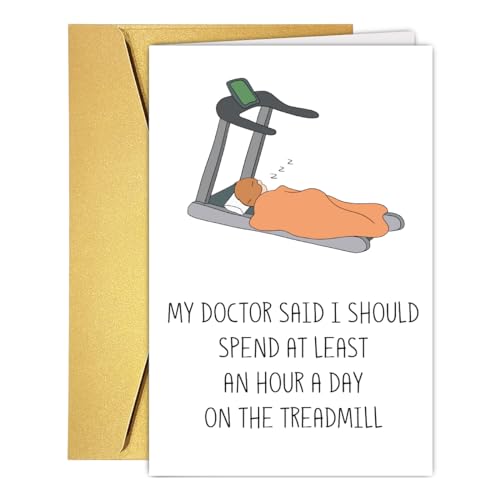 UUEFKTN Funny Birthday Card, Gym Treadmill Fitness Theme, Blank Inside for Personal...