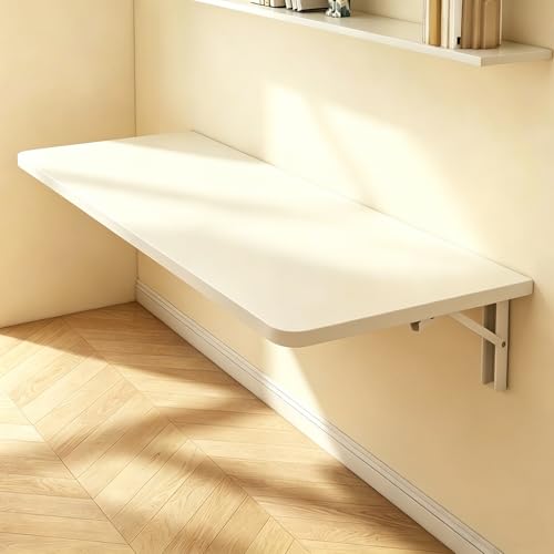 Table pliante murale rabattable bois blanc suspendue étroite 60x40 - 2