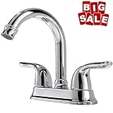 Comllen Best Commercial Two-Handle Lavatory Chrome Centerset Bathroom Faucet, Bathroom Sink Faucet Chrome Finish Without Drain Stopper
