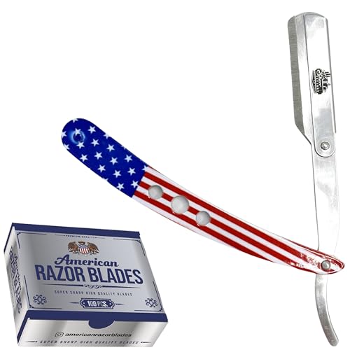 The Shave Factory Straight Edge Razor Kit - with Single Stainless Steel razors (USA + American Razor)
