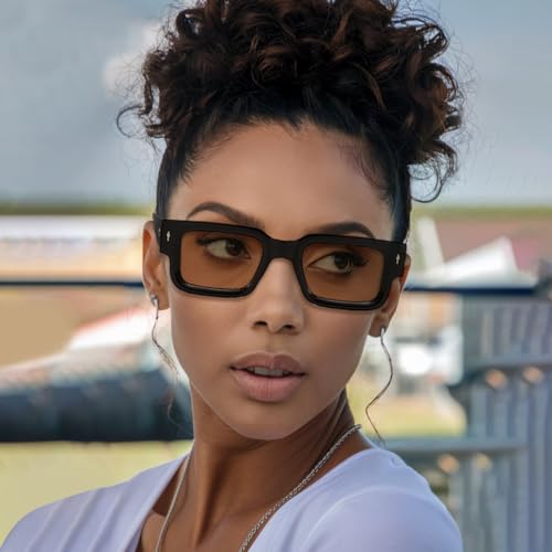 Thick Frame Square Sunglasses for Men Women Trendy Chunky Rectangle Rivet Design SunGlasses Shades UV400 Protection2