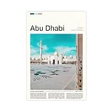 FCOJE Póster de arte de pared con texto en inglés 'Introduction to Cities in the Middle East' (Introducción a las ciudades de Oriente Medio, Abu Dhabi, arte de turismo, lienzo, decoración de