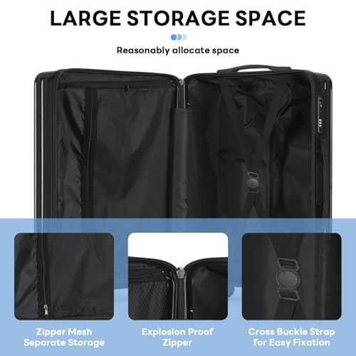 20Inch Carryon Luggage Carryon with CupHolder & USBPort, Hardside Smart Luggage with Airline Approved TSA Lock, Lightweight carryon luggage 21.6"x14.3"x9.4" airline approved 360° Spinner Double Wheels - Image 8