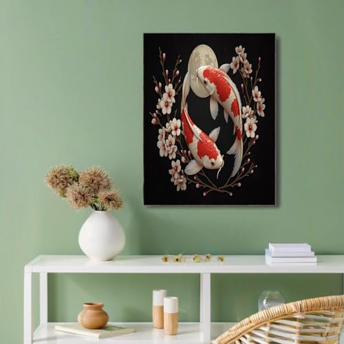 Tableau carpes koï et fleurs de cerisier symbole de sérénité - 2
