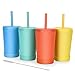 Homestockplus Reusable Wheat Straw Cups with Lids and Silicone Straws, 10 Oz Chip Resistant E-Co Friendly Small Water Cups for Milk, Drinks, Smoothies - 4 Colors