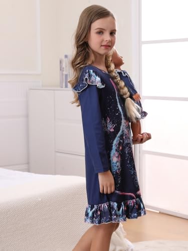 Bow Dream Toddler Girls Casual Dress Cute Cat with Matching American Girl Doll Clothes for Girls Navy4