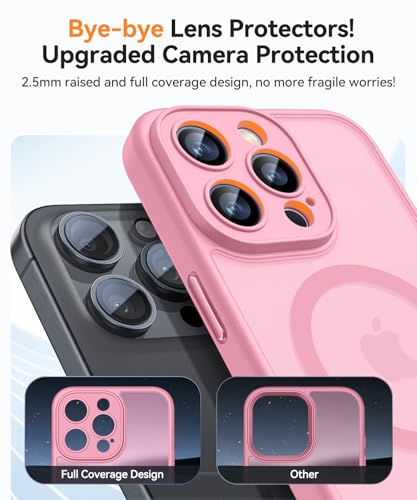 Image of CANSHN Magnetic Compatible with iPhone 13 Pro Case, Upgraded [Full Camera Protection] [Compatible with Magsafe] [Translucent Matte] Shockproof Protective Phone Case Cover 6.1 Inch - Pink