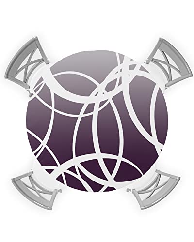 Geometric Purple Round Waterproof Table Cover Fitted Tablecloth, Wipeable Fabric Elastic Table Cloth Oil-Proof Tablecover for Indoor Outdoor Picnic Party, Modern Minimalist Abstract Gradient 36