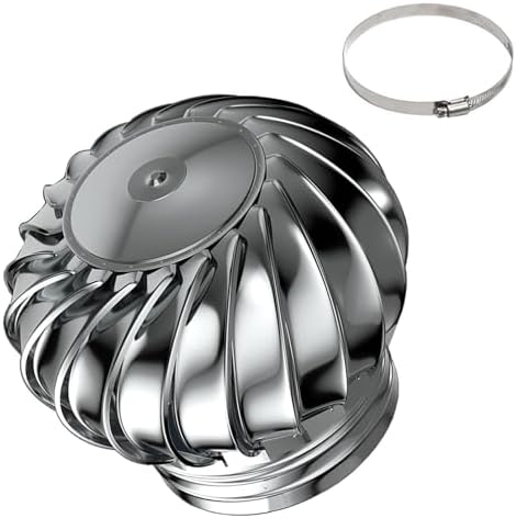 Stainless Steel Roof Ventilator | 4", 8", 10" Exhaust Cap | Automatic Round Flue Vent for Kitchen, Canteen & Commercial Ventilation | Durable Wind Turbine (150mm)