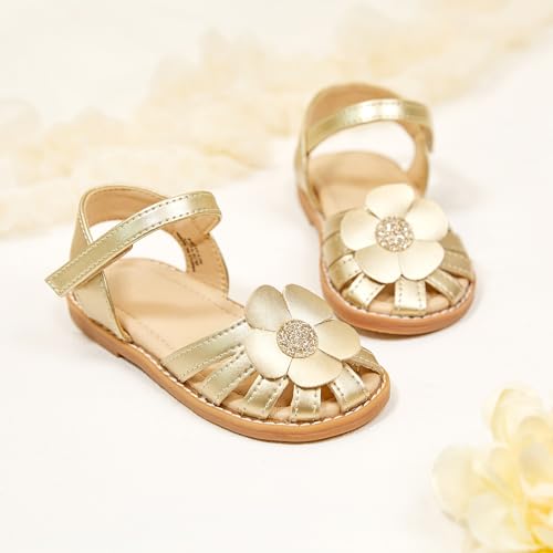 Image of Flaryzone Girls Sandals Closed Toe Summer Flats Dress Sandals Shoes Toddler /Little Kid