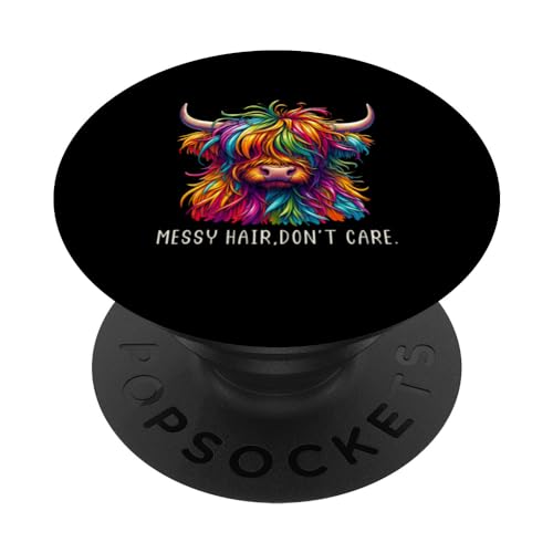 Pelo desordenado de vaca de las tierras altas PopSockets PopGrip Adhesivo