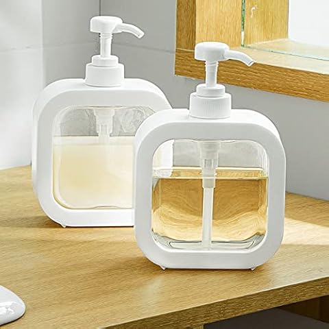 ZNZNANG Pump Lotion Bottles, 2PCS Plastic Pump Bottles Dispenser, for Body Wash, Shampoo, Hand Sanitizer, Lotion Dispenser Bottles(10.15oz /300ml+17oz /500ml) Cover