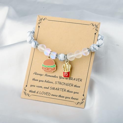 FUSTMW Funny French Fry Gifts Hamburger Bracelets French Fries Jewelry Hamburger Gift for Burger Lovers Fast Food Gifts3