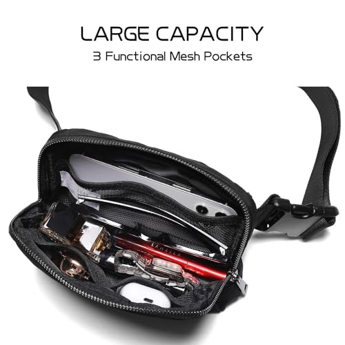 Belt Bag for Women Fanny Pack Crossbody Bags for Women Fashion Waist Packs with Adjustable Strap Gifts for Teenage Girls Women Men (Black)