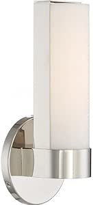 Nuvo Lighting 62/721 Bond 1 Light 10W LED Module (included) 850 Lumens Vanity and Wall with White Acrylic Lens, Polished Nickel