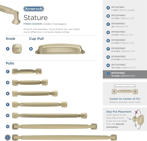 Amerock BP37401BBZ | Golden Champagne Cabinet Pull | 12-5/8 in (320 mm) Center-to-Center Cabinet Handle | Stature | Drawer Pull | Kitchen Cabinet Handle | Furniture Hardware by Amerock - Image 3