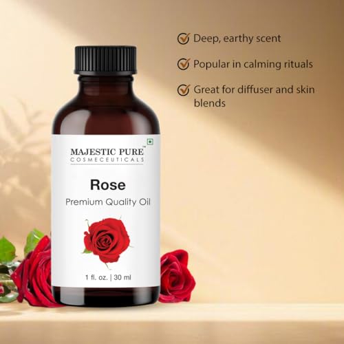 Image of Majestic Pure Essential Oil with Glass Dropper - 100% Pure and Natural - Essential Oils for Diffuser, Aromatherapy, Soap and Candle Making, Rose Essential Oil, Rose Oil, 1 Fl Oz
