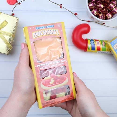 Sweetzo - Candy Lunchables Gummies, Assorted Flavored Buildable Gummies, Christmas Stocking Stuffers, 3.5 Ounces (Pack of 2) (Gummy Pizza)
