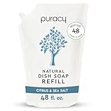 Puracy Dish Soap Liquid Refill, Citrus & Sea Salt, Gently Scented, Sulfate-Free, Natural Liquid...