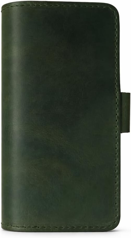 Distressed Leather Checkbook Cover with Pen Holder Full Grain Green Leather Check Book Cover for Personal or Duplicate Checks Executive Checkbook Wallet for Men Women Slim Gift Organizer