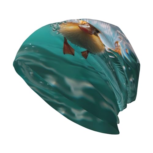 Unterwasser-Badeente Beanie für Damen und Herren - Herren Beanie Mütze Strickmütze Wintermützen Warme Mütze Schwarz