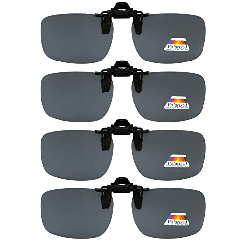Eyekepper Klappbare zum Aufstecken Sonnenbrille Polarisiert 60 x 43 MM 4er-Pack Metallbrille Clip