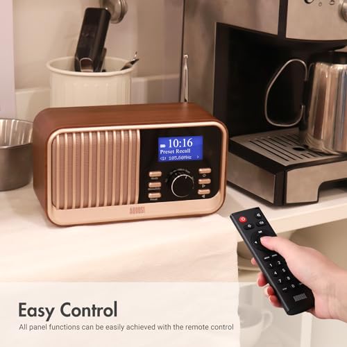 August MB450K Radio Dab Dab+ Fm Ricaricabile Con Doppia Radiosveglia, Digitale Radio Vintage Da Casa A Batteria Con Bluetooth5.3 60 Preselezioni, Usb/Aux/Micro Sd E Telecomando - Rovere (18Ore) - 4