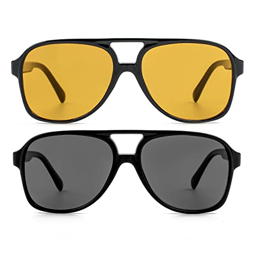 Image of Polarized Classic Vintage Aviator Sunglasses for Men Women Large Frame Retro 70s Sunglasses