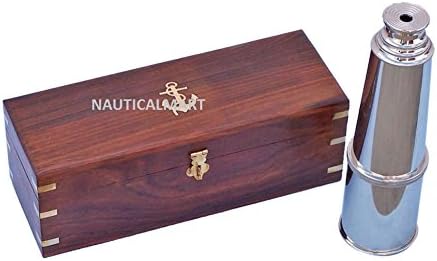 NAUTICALMART Deluxe Class Chrome ADMIRAL'S Spyglass Telescope 27" W/Rose Wood Box