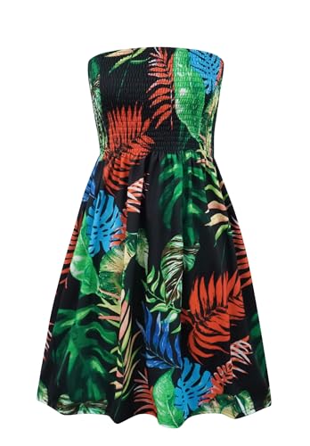 Image of Zyyfly Summer Strapless Dress for Women Tube Top Sundress Casual Beach Cover Ups