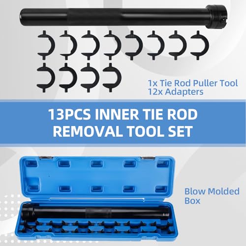 BTSHUB 13 Pieces Inner Tie Rod Removal Tool Kit with 12pcs Open Jaw Drivers in SAE and Metric Size, Fits 1/2inch Drive Wrenches
