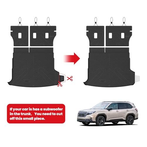 Image of LASFIT Cargo Mat for Subaru Forester 2025-2026 (Only Hybrid) | All Weather TPE Custom Fit Easy Clean Durable Cargo Tray Liner Trunk Mat & Backrest Mats Accessories, Black