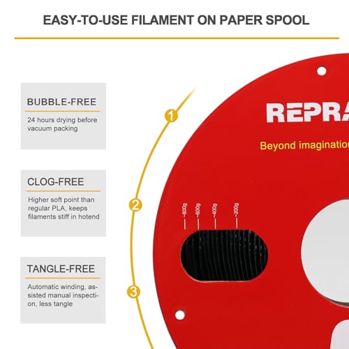 Image of Reprapper Polypropylene PP Filament, Semi-Flexible Ultra Tough Filament 1.75mm 3D Printer Filament for 3D Printing (± 0.03mm) 2.2lb (1kg), 5pcs Build Sheet Included, Black